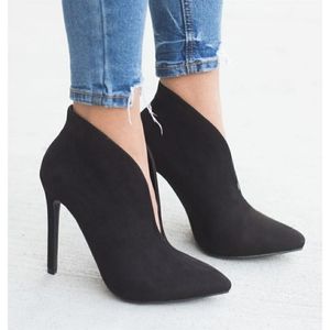 Forever 21 Front V-Slit Stiletto Slip-On Booties